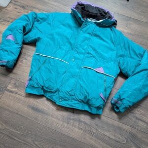 Field and Stream Gordon and Ferguson‎ 90s Vintage Coat Blue Green Puffy Large